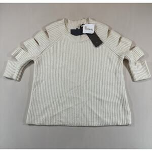 Zoe Jordan x Harrods Wool Cashmere Sweater XS Cream Cutout Sleeve £335 NWT